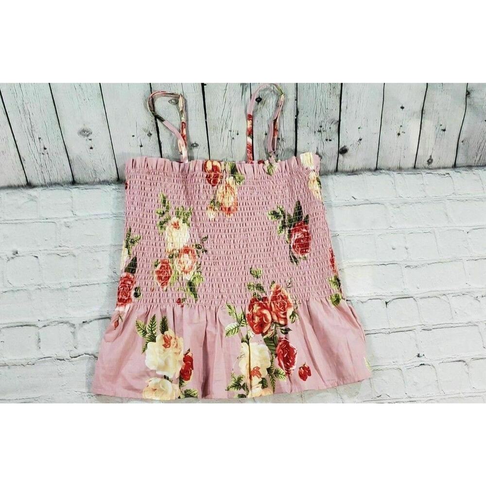 EM Pink Floral Spaghetti Strap Cami Top WOMENS SIZE SMALL